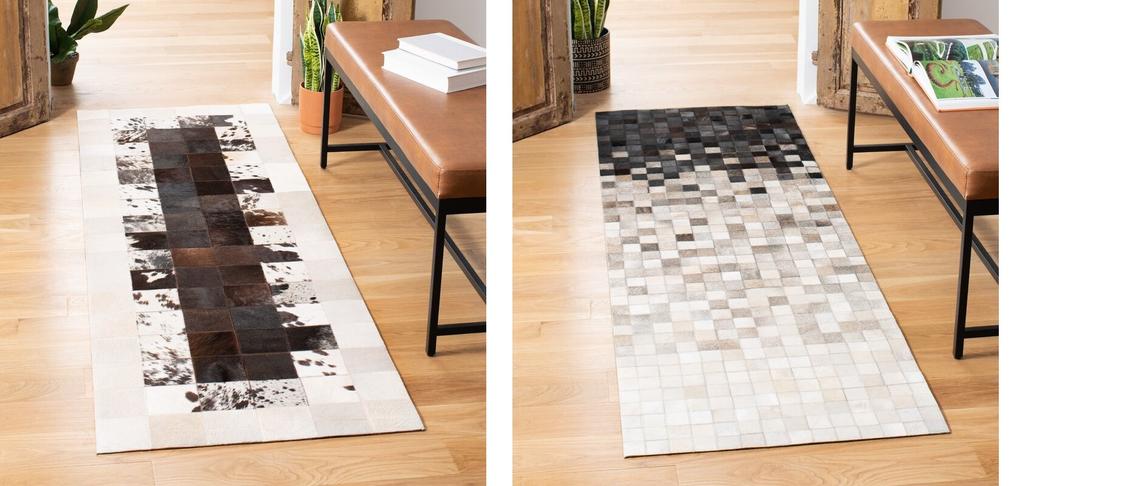 HANDMADE 100% Natural COWHIDE RUG | Patchwork Cowhide Area Rug | Real Cowhide Hallway Runner | Hair on Leather Cowhide Carpet | PR35