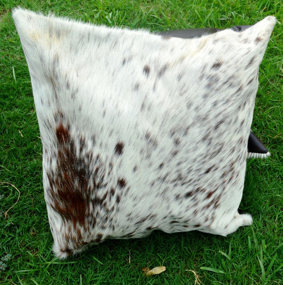 Cowhide Pillow Covers 16 X 16 inch | Set of 2 Premium Quality Hair on Leather Pillow Cases | Pair of Natural Cow Hide Cushion Covers