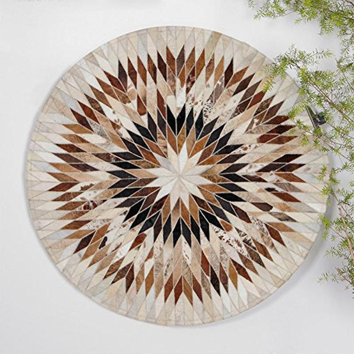 HANDMADE 100% Natural COWHIDE RUG | Patchwork Cowhide Area Rug | Hair on Leather Cowhide Carpet | PR95