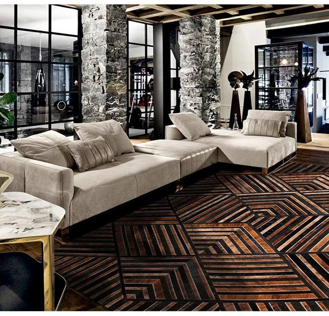 HANDMADE 100% Natural COWHIDE RUG | Patchwork Cowhide Area Rug | Real Cowhide Hallway Runner | Hair on Leather Cowhide Carpet | PR29