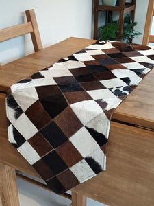 Handmade 100% Natural Cowhide Table Runner | Hair on Leather Patchwork Cow hide Table Runner | TBR15