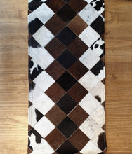 Load image into Gallery viewer, Handmade 100% Natural Cowhide Table Runner | Hair on Leather Patchwork Cow hide Table Runner | TBR15
