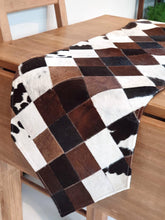 Load image into Gallery viewer, Handmade 100% Natural Cowhide Table Runner | Hair on Leather Patchwork Cow hide Table Runner | TBR15
