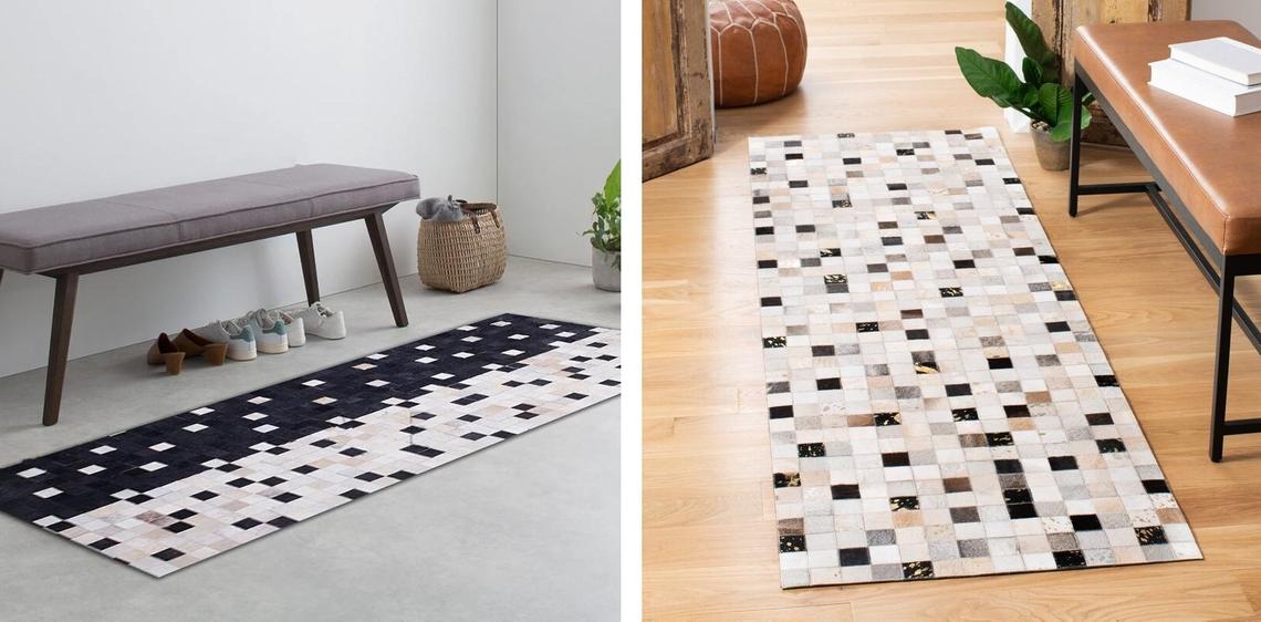 HANDMADE 100% Natural COWHIDE RUG | Patchwork Cowhide Area Rug | Real Cowhide Hallway Runner | Hair on Leather Cowhide Carpet | PR47