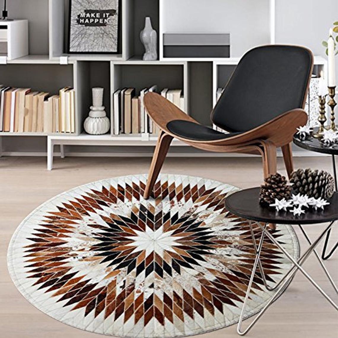 HANDMADE 100% Natural COWHIDE RUG | Patchwork Cowhide Area Rug | Hair on Leather Cowhide Carpet | PR95