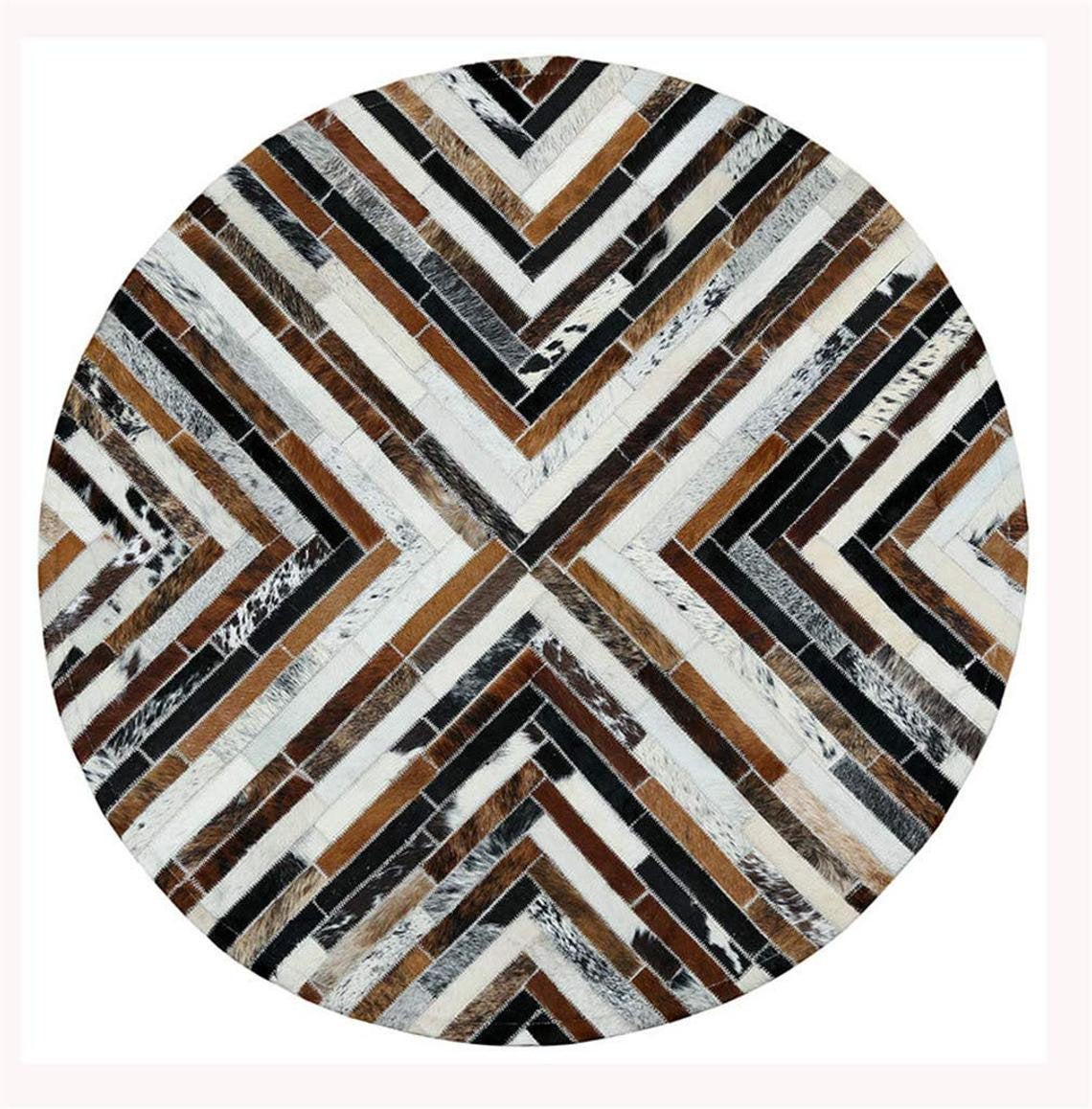 HANDMADE 100% Natural Patchwork Cowhide Area Rug | Hair on Leather Cowhide Carpet | PR99