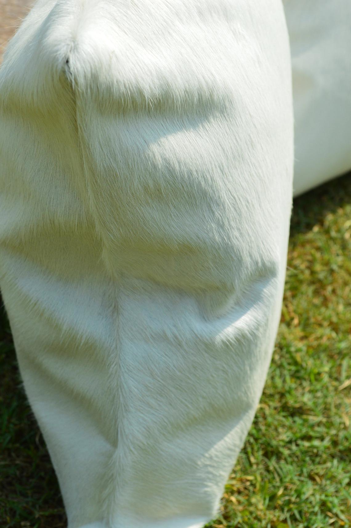Double Sided Natural Pure White Cowhide Pillow Covers Real Hair on Leather Pillow Cases Natural Cow Skin Cushion Covers | PLW112