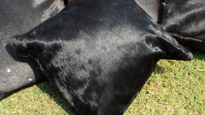 Pure Black Natural Cowhide Cushion Covers Real Hair on Leather Pillow Cases Natural Cow Skin Pillow Covers | PLW117