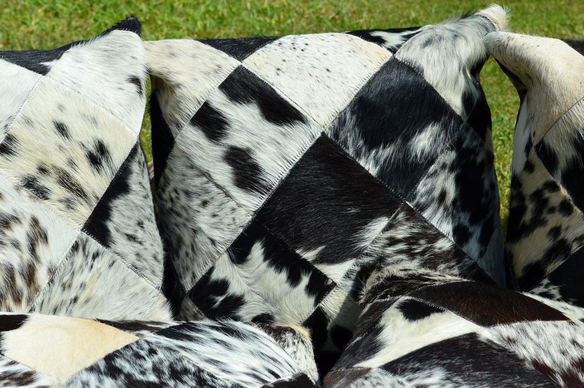 Patchwork Natural Cowhide Pillow Covers Real Hair on Leather Pillow Cases Natural Cow Skin Cushion Covers | PLW 137
