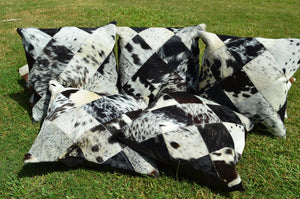 Patchwork Natural Cowhide Pillow Covers Real Hair on Leather Pillow Cases Natural Cow Skin Cushion Covers | PLW 137