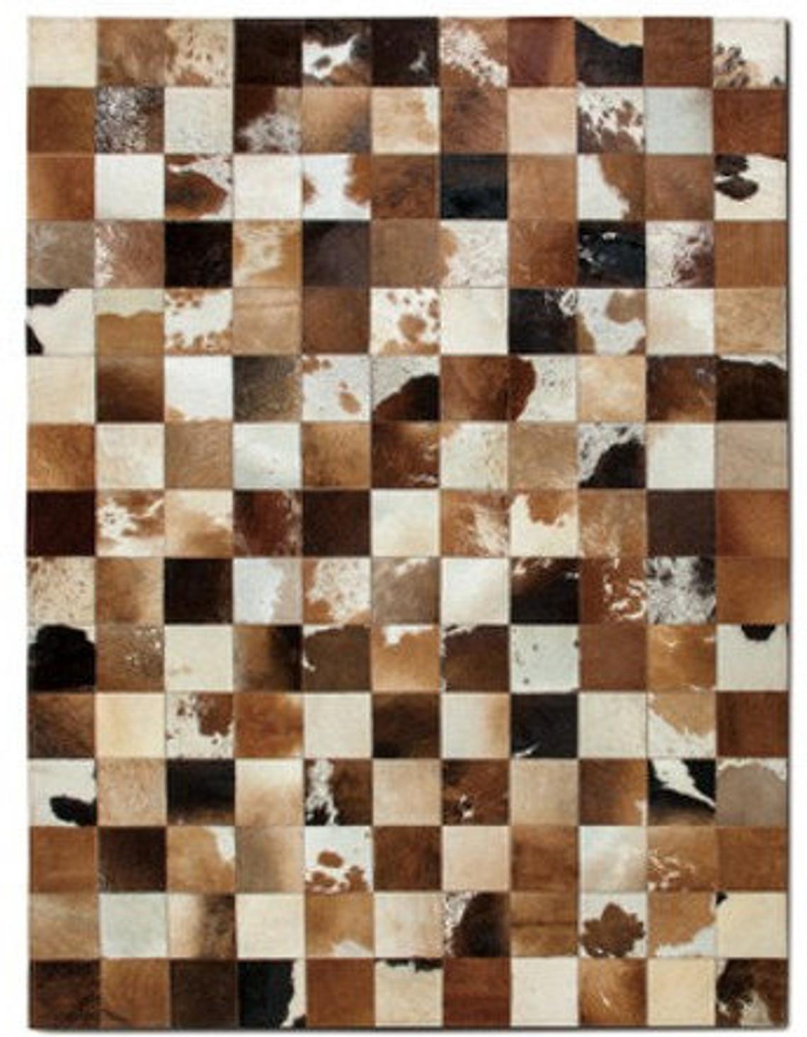 HANDMADE 100% Natural COWHIDE RUG | Patchwork Cowhide Area Rug | Real Cowhide Hallway Runner | Hair on Leather Cowhide Carpet | PR26
