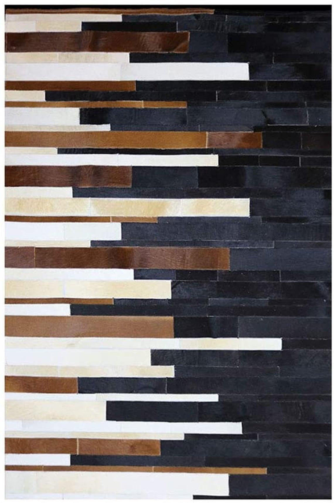 HANDMADE 100% Natural COWHIDE RUG | Patchwork Cowhide Area Rug | Real Cowhide Hallway Runner | Hair on Leather Cowhide Carpet | PR2