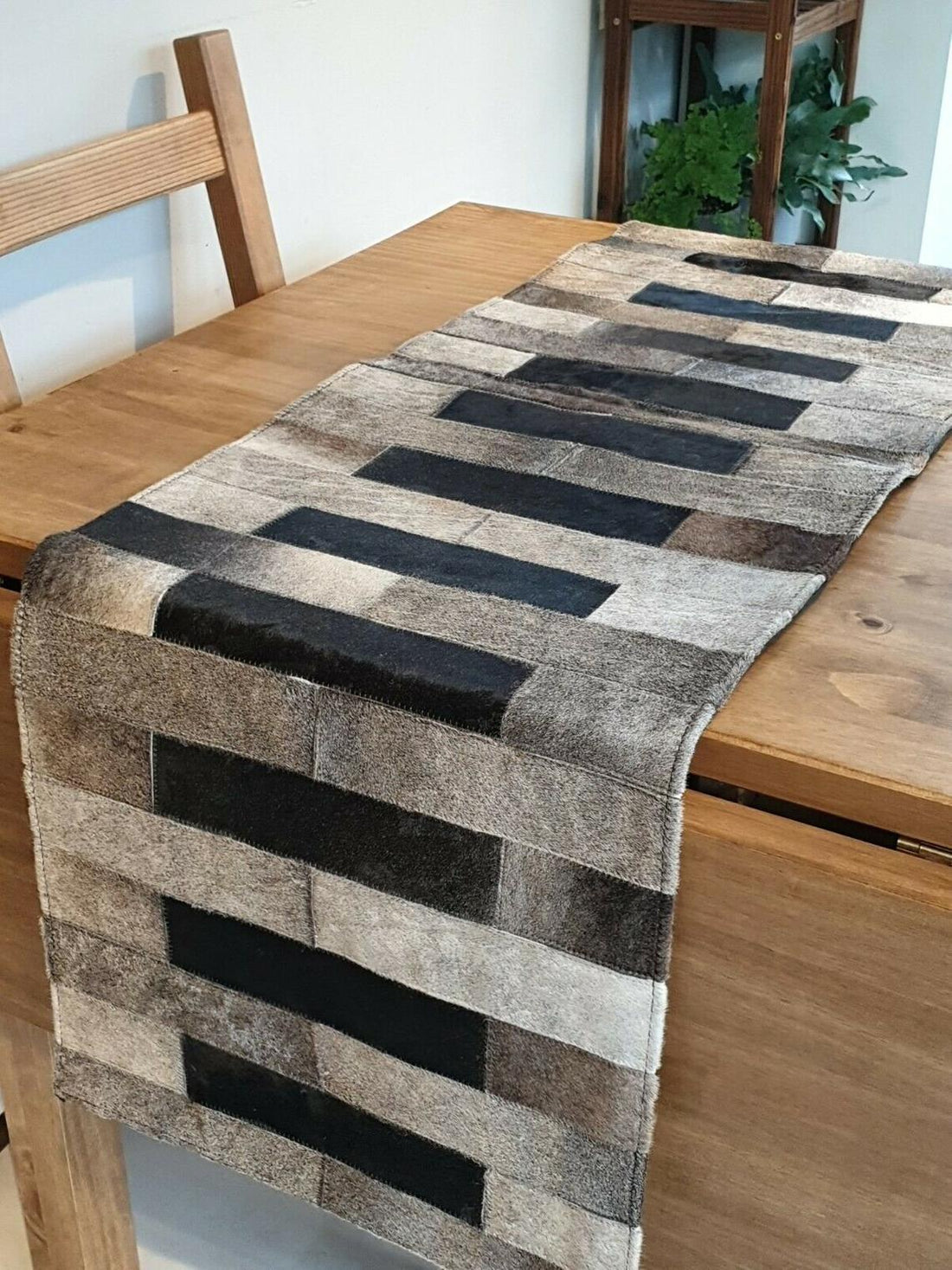 Handmade 100% Natural Cowhide Table Runner | Hair on Leather Patchwork Cow hide Table Top | TBR10