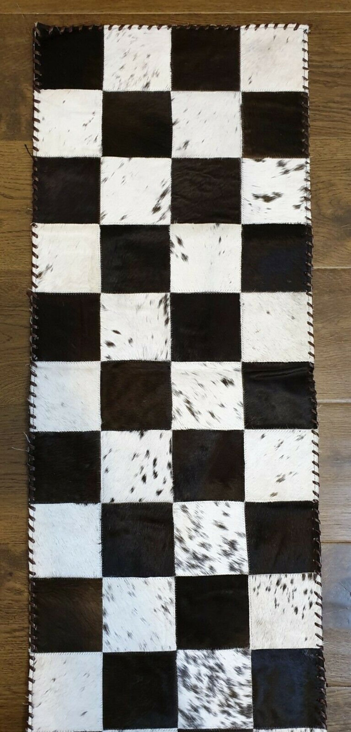Handmade 100% Natural Cowhide Table Runner | Hair on Leather Patchwork Cow hide Table Runner | TBR17