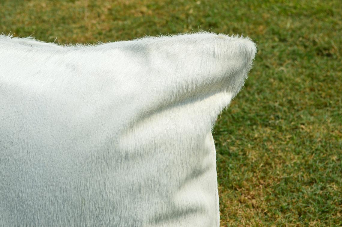 Double Sided Natural Pure White Cowhide Pillow Covers Real Hair on Leather Pillow Cases Natural Cow Skin Cushion Covers | PLW112