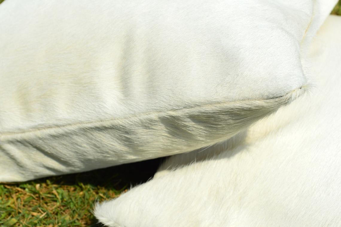 Double Sided Natural Pure White Cowhide Pillow Covers Real Hair on Leather Pillow Cases Natural Cow Skin Cushion Covers | PLW112