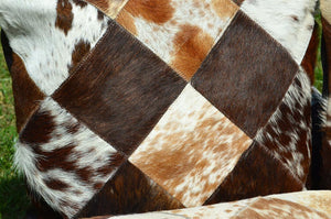 Patchwork Natural Cowhide Pillow Covers Real Hair on Leather Pillow Cases Natural Cow Skin Cushion Covers | PLW 133