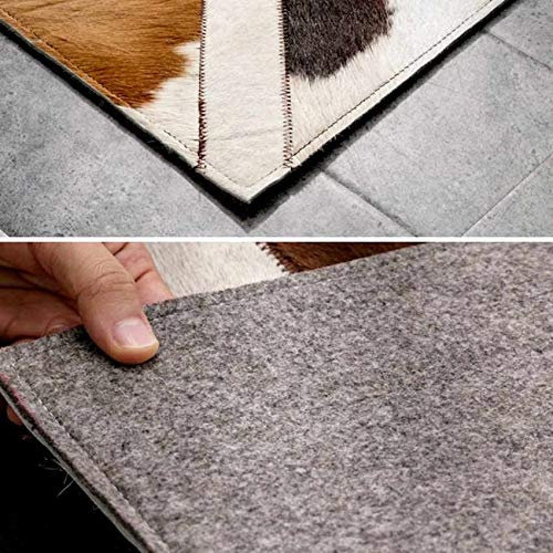 HANDMADE 100% Natural COWHIDE RUG | Patchwork Cowhide Area Rug | Real Cowhide Hallway Runner | Hair on Leather Cowhide Carpet | PR34