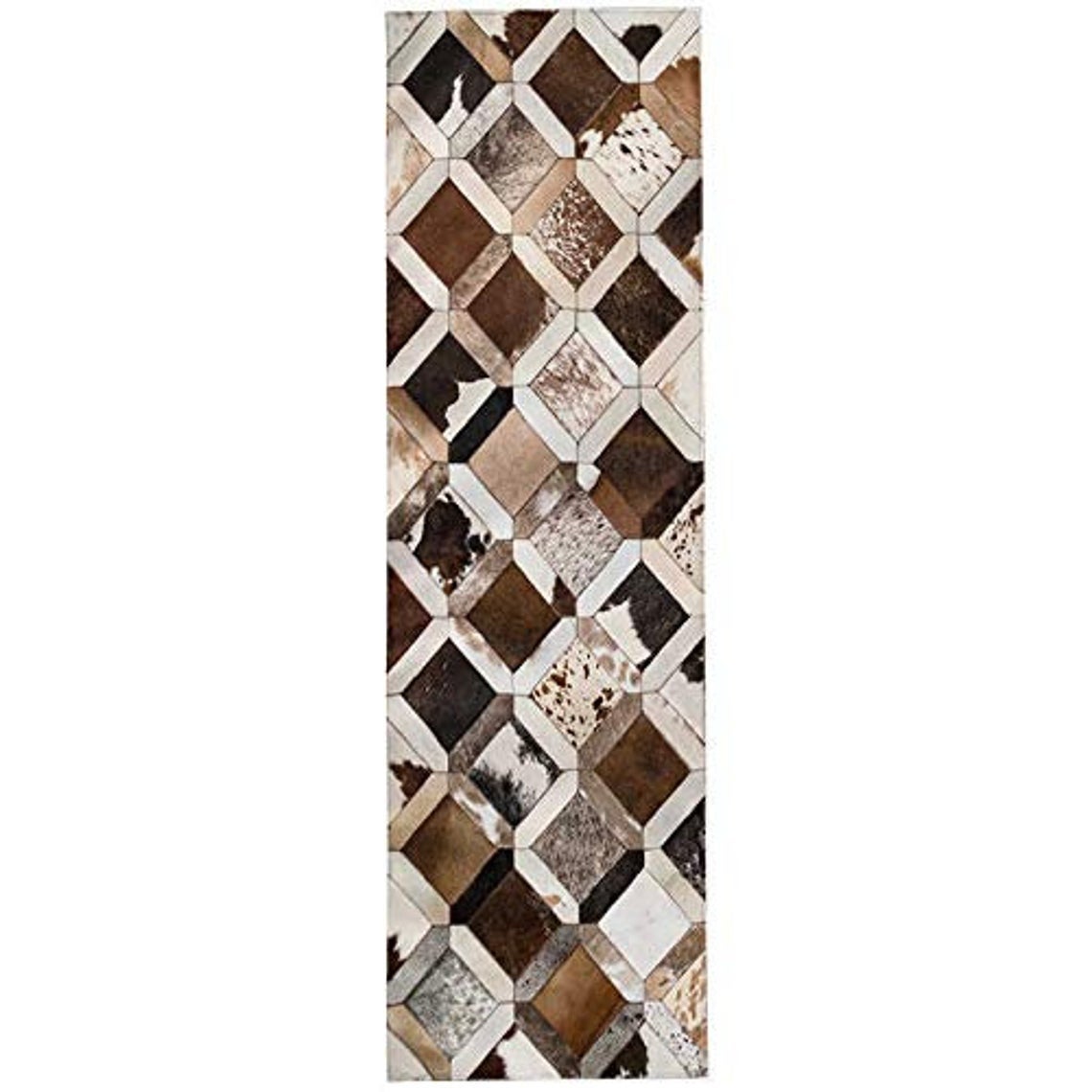 HANDMADE 100% Natural COWHIDE RUG | Patchwork Cowhide Area Rug | Real Cowhide Hallway Runner | Hair on Leather Cowhide Carpet | PR34