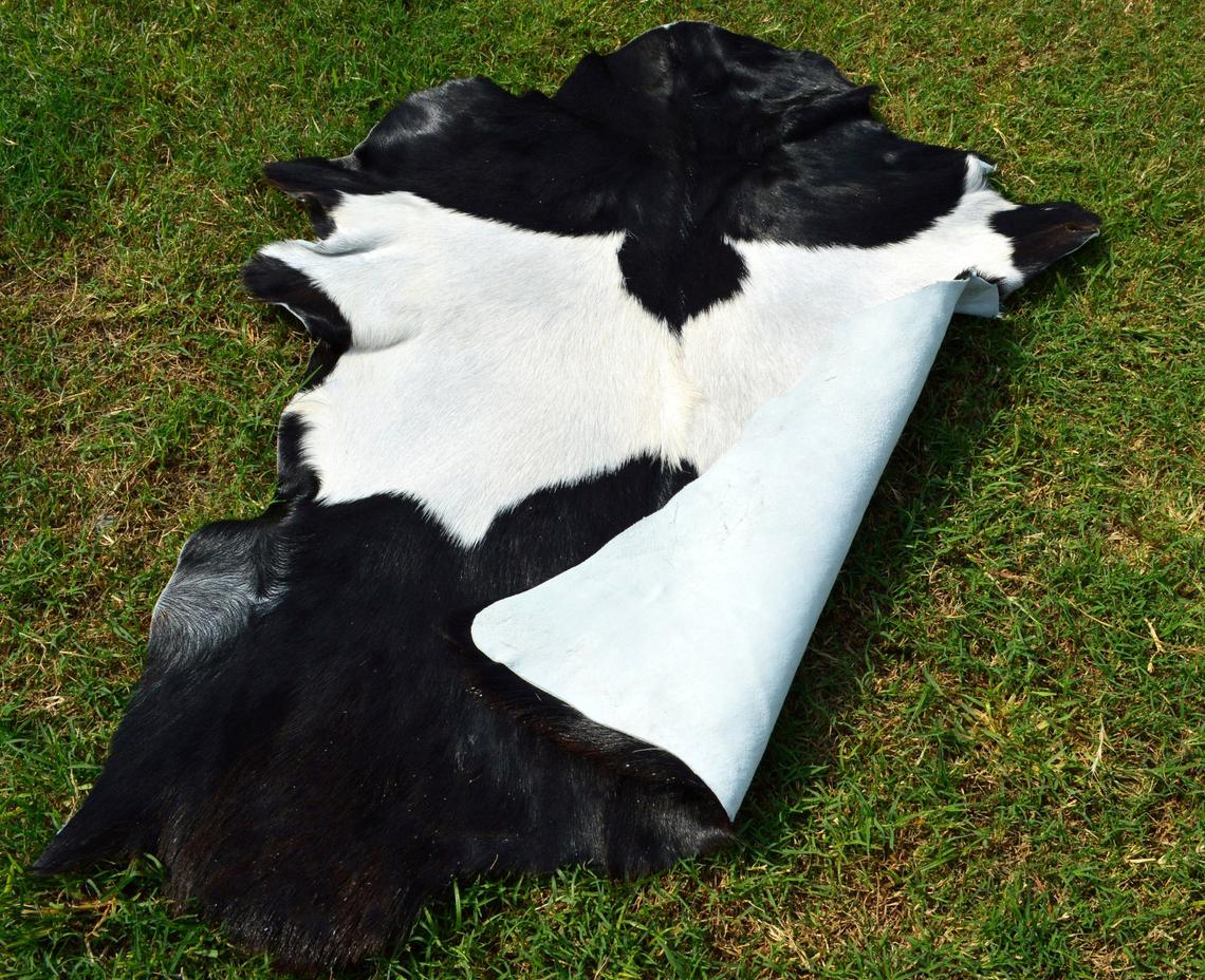 Exact As PHOTO ( 3 ft x 2 ft ), 100% Natural GOAT Hide Hair-on Leather Rug Genuine Goat Skin Area Rug - G28