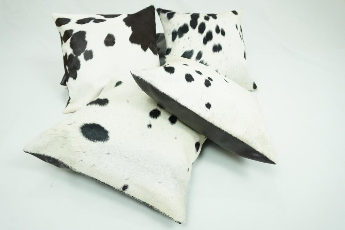 Cowhide Cushion Cover 16 X 16 inch | 100% Natural Hair on Leather Cow Hide Pillow Cover - EXACT As Photos