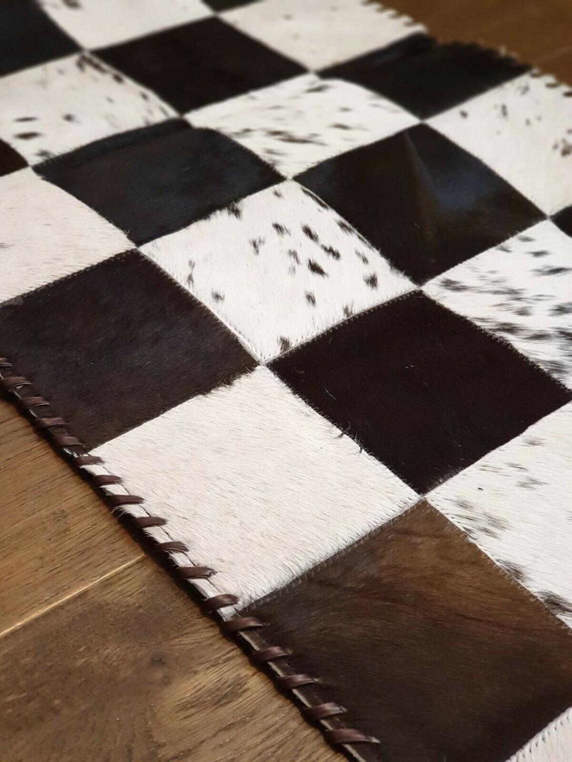 Handmade 100% Natural Cowhide Table Runner | Hair on Leather Patchwork Cow hide Table Runner | TBR17
