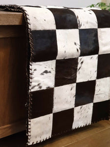 Handmade 100% Natural Cowhide Table Runner | Hair on Leather Patchwork Cow hide Table Runner | TBR17
