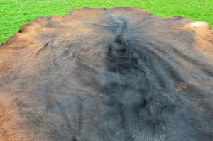 X Large ( 6 x 6 ft ), UNIQUE Brown Cowhide Hair-on Leather Area Rug C280 - EXACT As PICTURE