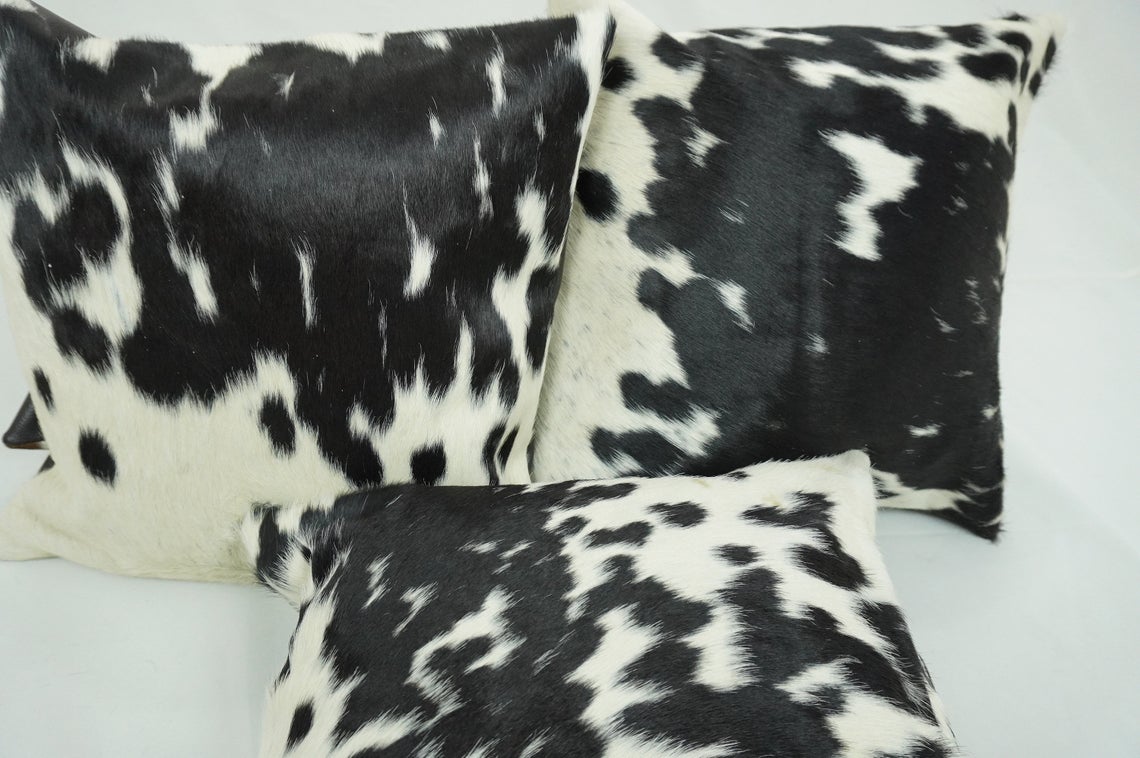 Cowhide Cushion Covers Real Hair on Cowhide Leather Pillow Cases Natural Cow Skin Pillow Covers | PLW171