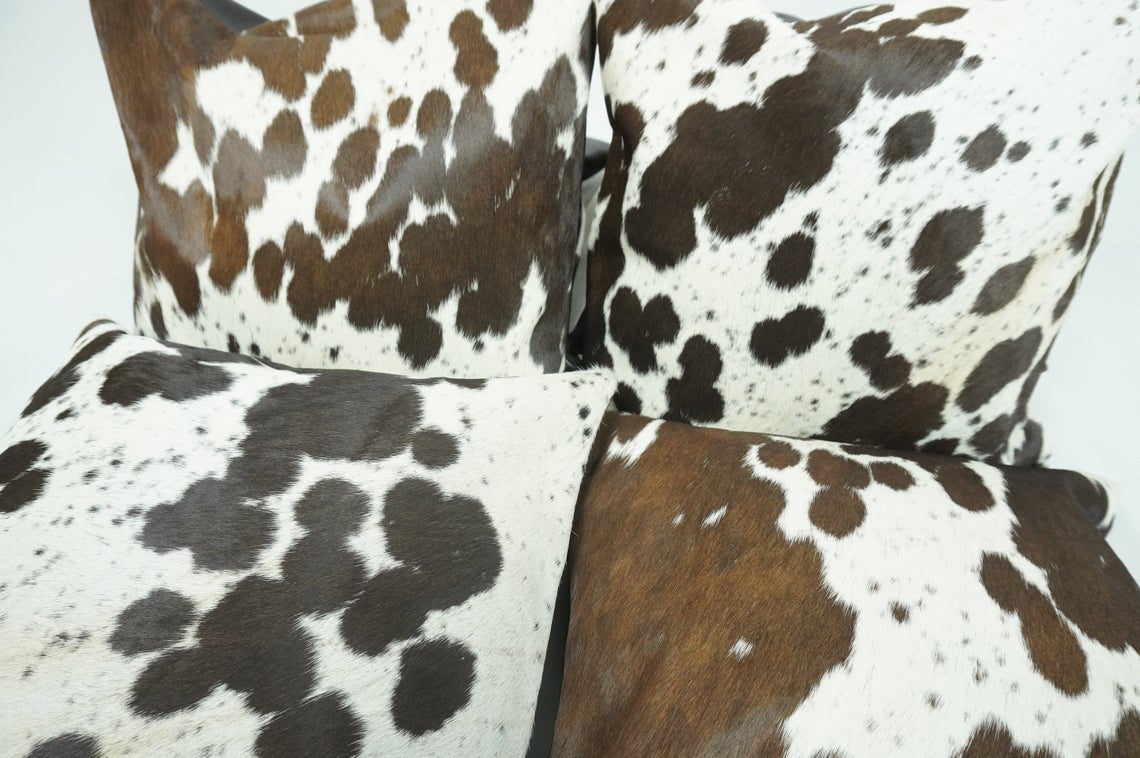 Cowhide Cushion Covers 100% Natural Hair on Leather Cowhide Pillow Covers Real Cow Skin Pillow Cases | PLW175