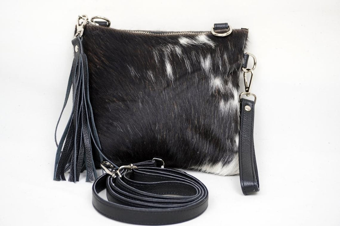 Natural Cowhide Cross body Bags with Strap | 100% Real Hair On Cowhide Leather Wristlet Bags | Genuine Cow skin Ladies Handbags | CB11