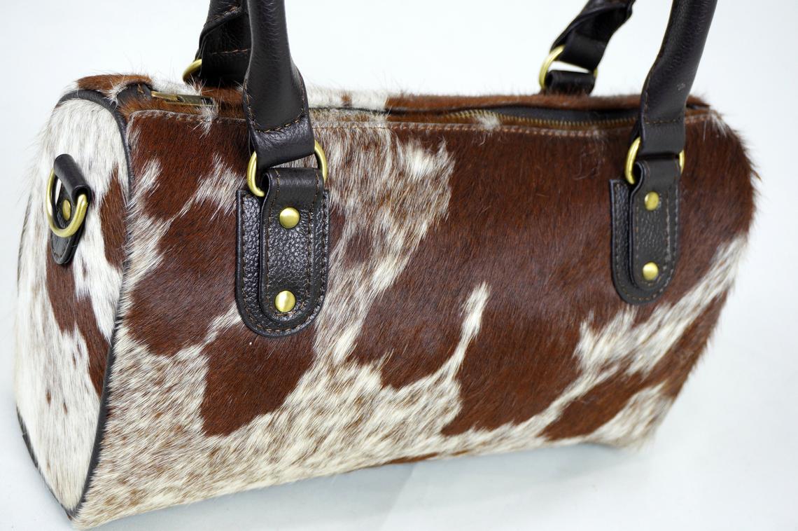 GENUINE Cowhide Barrel Bag | Real Cow Skin Shoulder Bag | Hair on Leather Hand Bag | Cowhide Ladies Bag | Cow Skin Women Bag