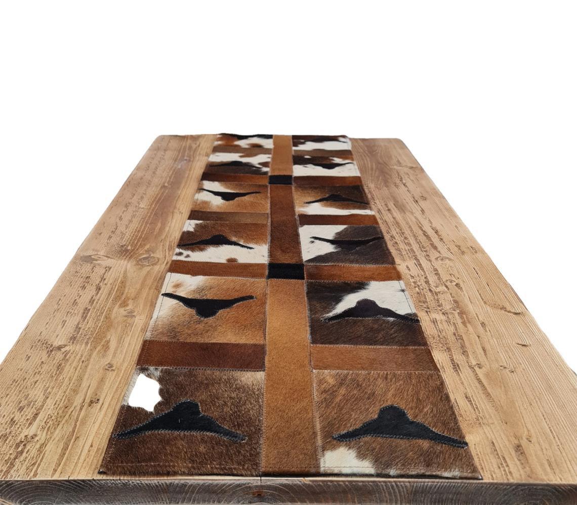 Handmade 100% Natural Cowhide Table Runner | Hair on Leather Patchwork Cow hide Table Top | TBR14