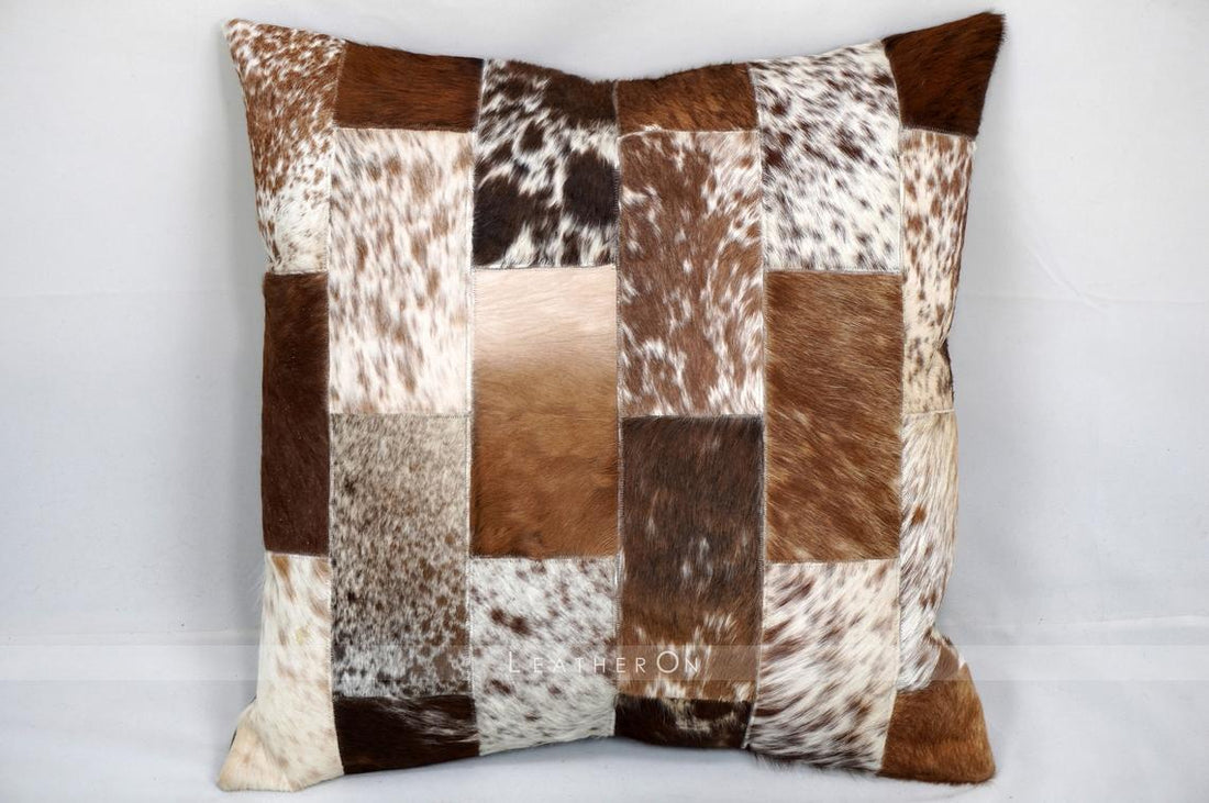 Cowhide Patchwork Pillow Covers Natural Cowhide Pillow Cases 100% Real Hair on Leather Patchwork Cushion Covers | PLW 201