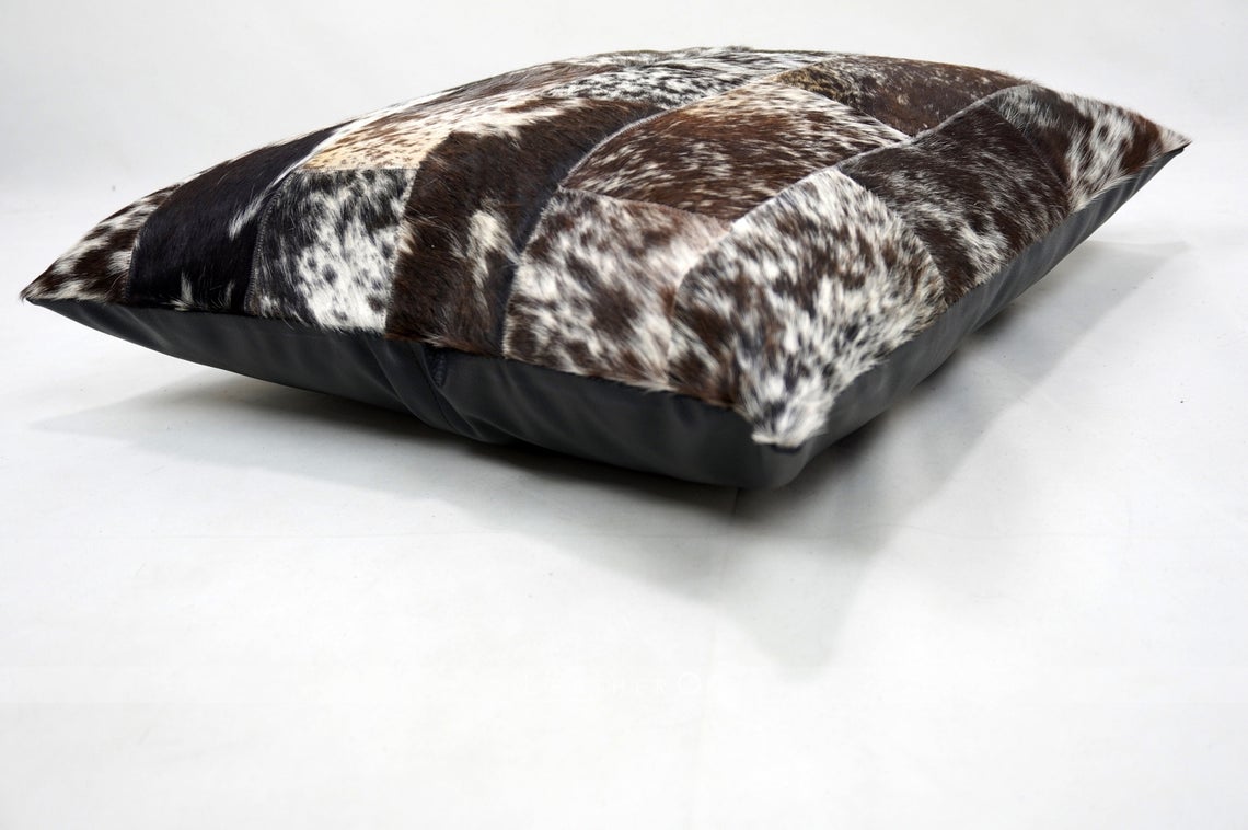 Cowhide Pillow Covers Natural Cowhide Patchwork Pillow Cases 100% Real Hair on Leather Patchwork Cushion Covers | PLW 202