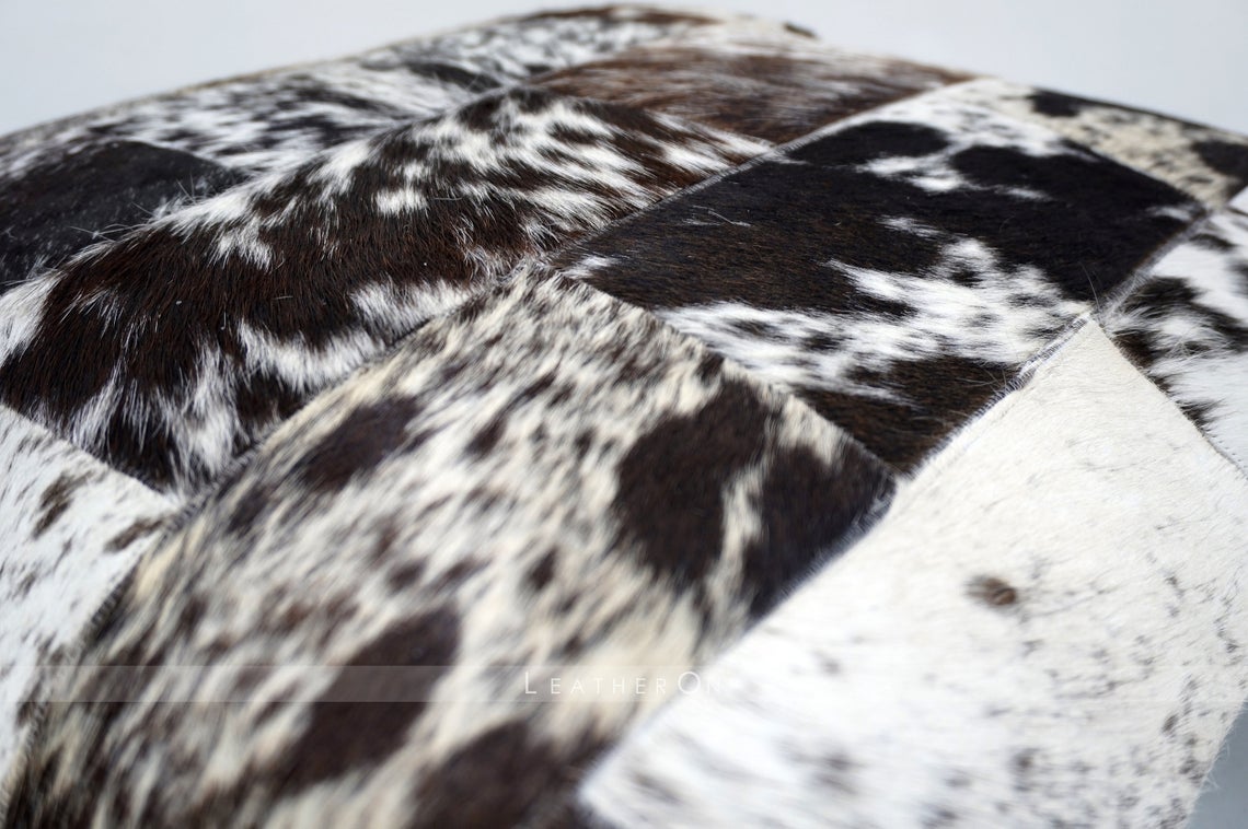 Cowhide Pillow Covers Natural Cowhide Patchwork Pillow Cases 100% Real Hair on Leather Patchwork Cushion Covers | PLW 202