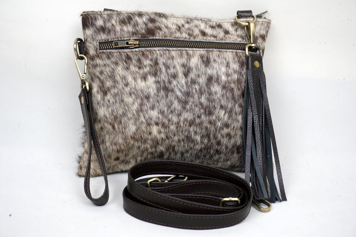 Natural Cowhide Cross body Bags with Strap | 100% Real Hair On Cowhide Leather Wristlet Bags | Genuine Cow skin Ladies Handbags | CB12