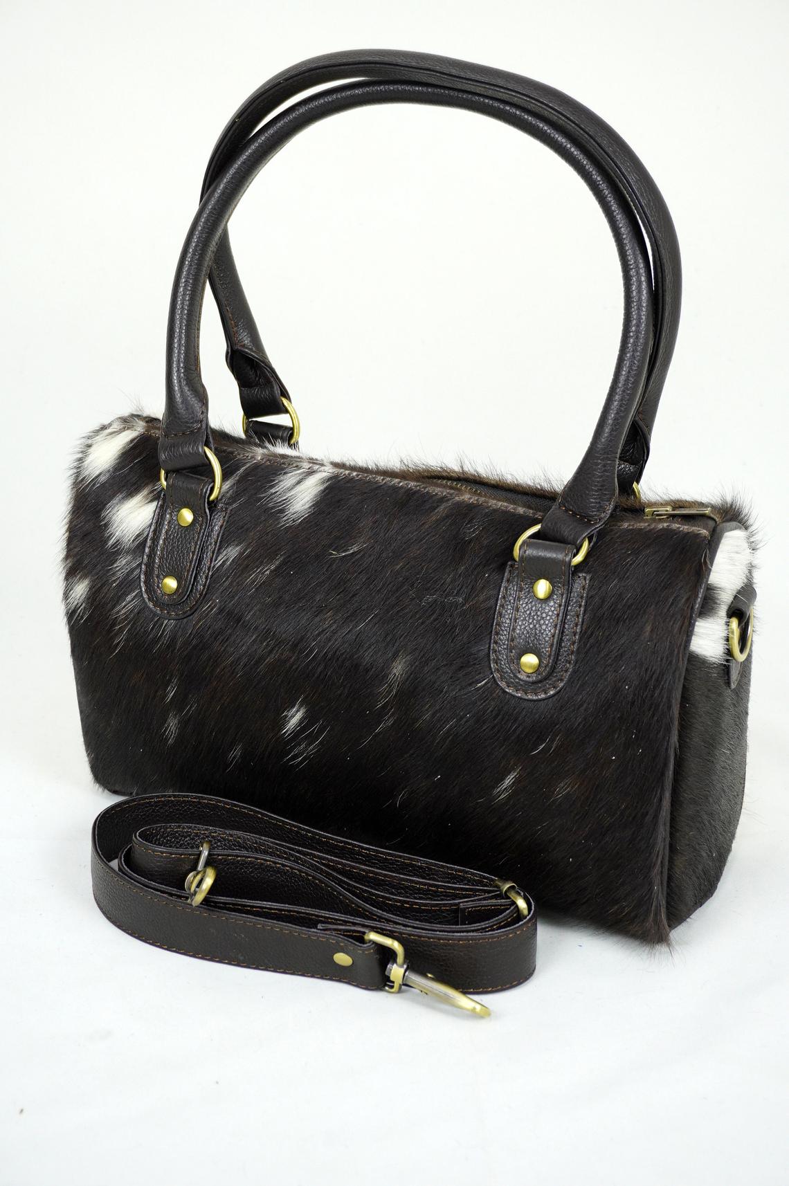 GENUINE Cowhide Barrel Bag | Real Cow Skin Shoulder Bag | Hair on Leather Hand Bag | Cowhide Ladies Bag | Cow Skin Women Bag