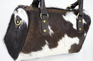 GENUINE Cowhide Barrel Bag | Real Cow Skin Shoulder Bag | Hair on Leather Hand Bag | Cowhide Ladies Bag | Cow Skin Women Bag