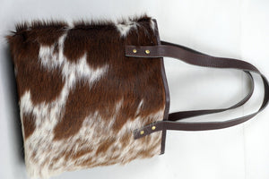 Natural Cowhide Tote Bags | Hair On Leather Cow Hide Handbags | Real Cow Skin Shoulder Bags | TB113