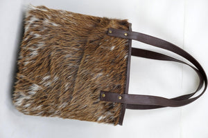 Natural Cowhide Tote Bags | Hair On Leather Cowhide Handbags | Real Cow Skin Shoulder Bags | TB116