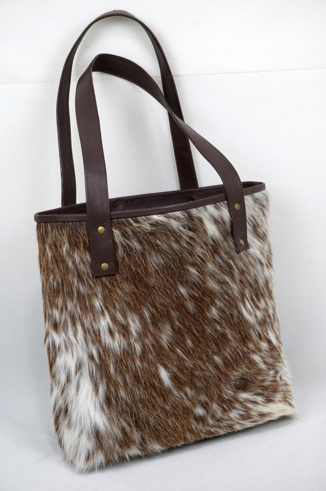 Natural Cowhide Tote Bags | Hair On Leather Cowhide Handbags | Real Cow Skin Shoulder Bags | TB117