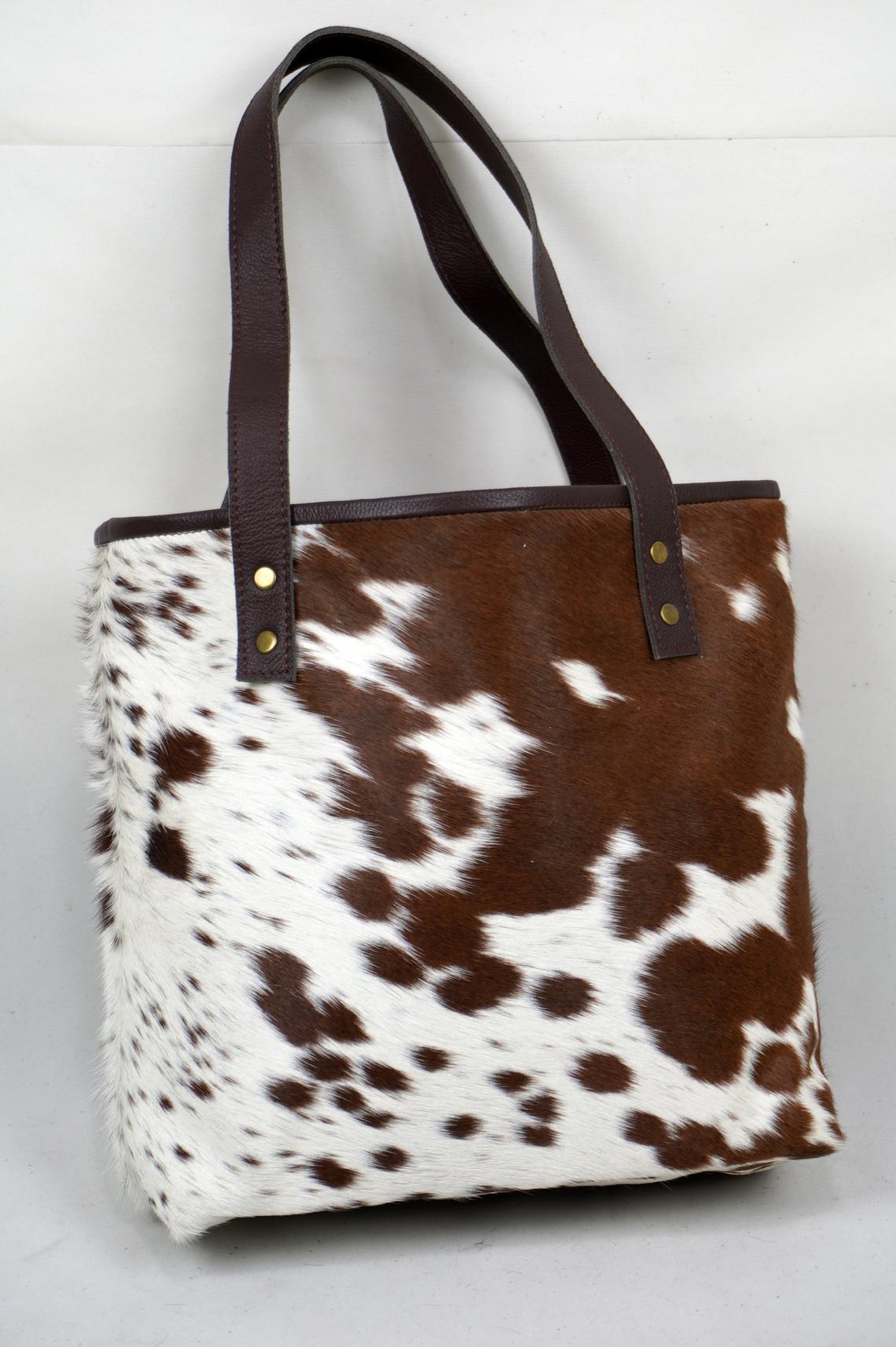 Double Sided Natural Cowhide Tote Bags | Double Sided Hair On Leather Cow Hide Handbags | Shoulder Bags (DTB118)