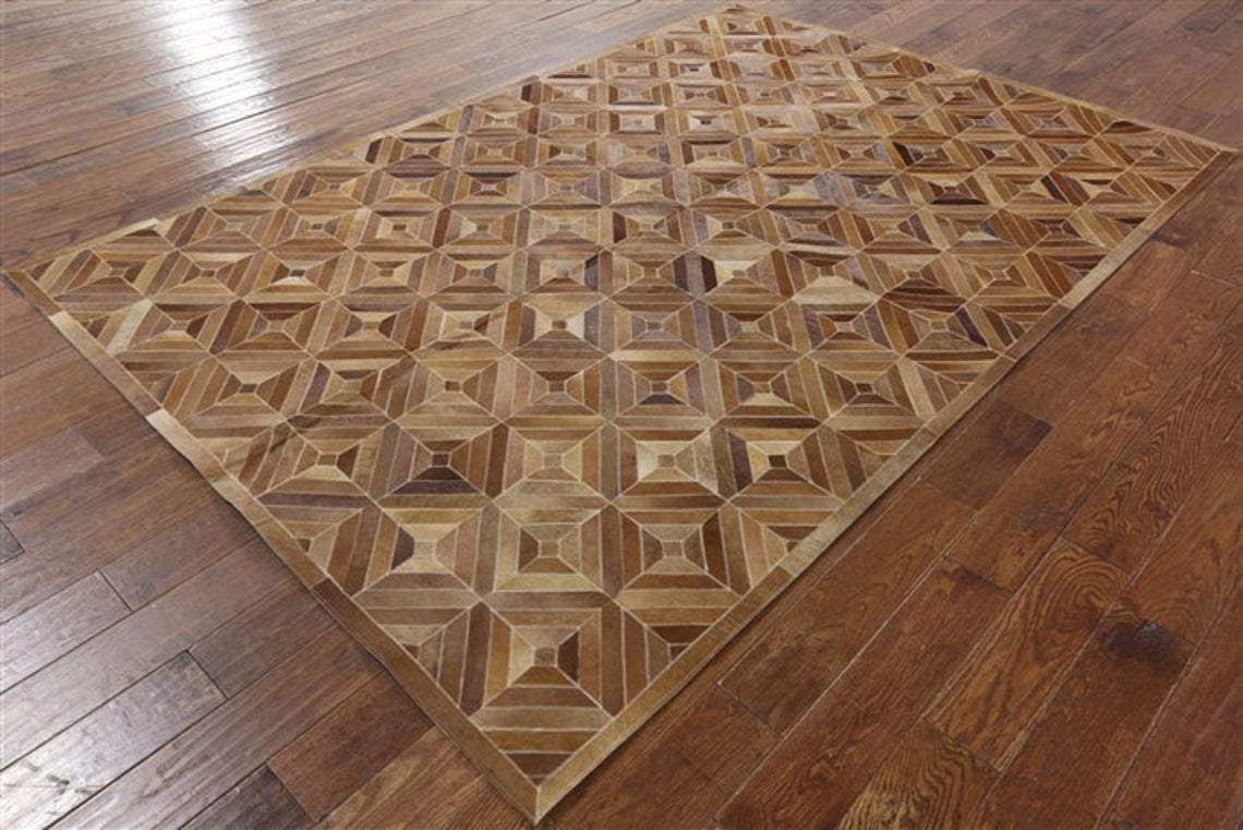 HANDMADE 100% Natural COWHIDE RUG | Patchwork Cowhide Area Rug | Real Cowhide Hallway Runner | Hair on Leather Cowhide Carpet | PR53