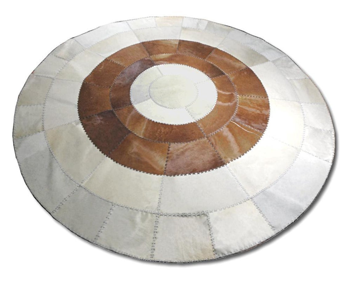 Cowhide Area Rug with Natural Patchwork Design | Hair on Leather Cowhide Carpet | PR126