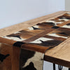 Handmade 100% Natural Cowhide Table Runner | Hair on Leather Patchwork Cow hide Table Top | TBR14