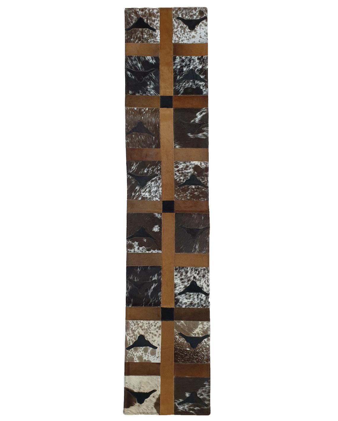 Handmade 100% Natural Cowhide Table Runner | Hair on Leather Patchwork Cow hide Table Top | TBR12