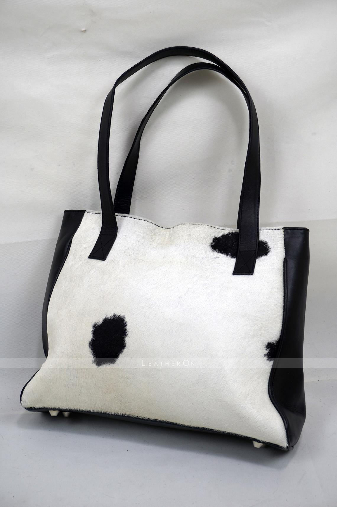 Natural Hair On Cowhide Handbag | Genuine Hair On Leather Shoulder Bag | Ladies Bag