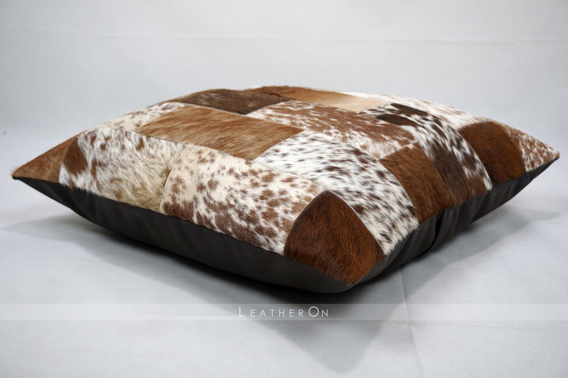 Cowhide Patchwork Pillow Covers Natural Cowhide Pillow Cases 100% Real Hair on Leather Patchwork Cushion Covers | PLW 201