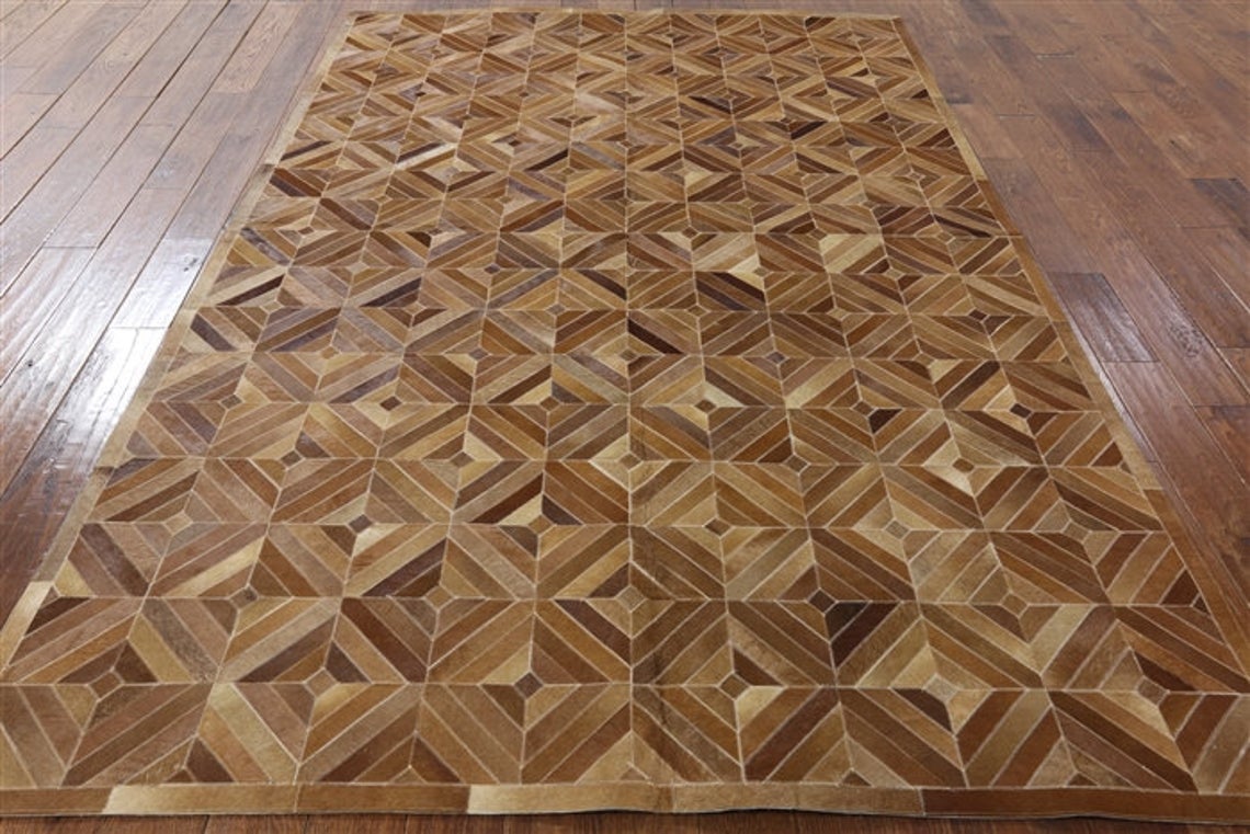 HANDMADE 100% Natural COWHIDE RUG | Patchwork Cowhide Area Rug | Real Cowhide Hallway Runner | Hair on Leather Cowhide Carpet | PR53